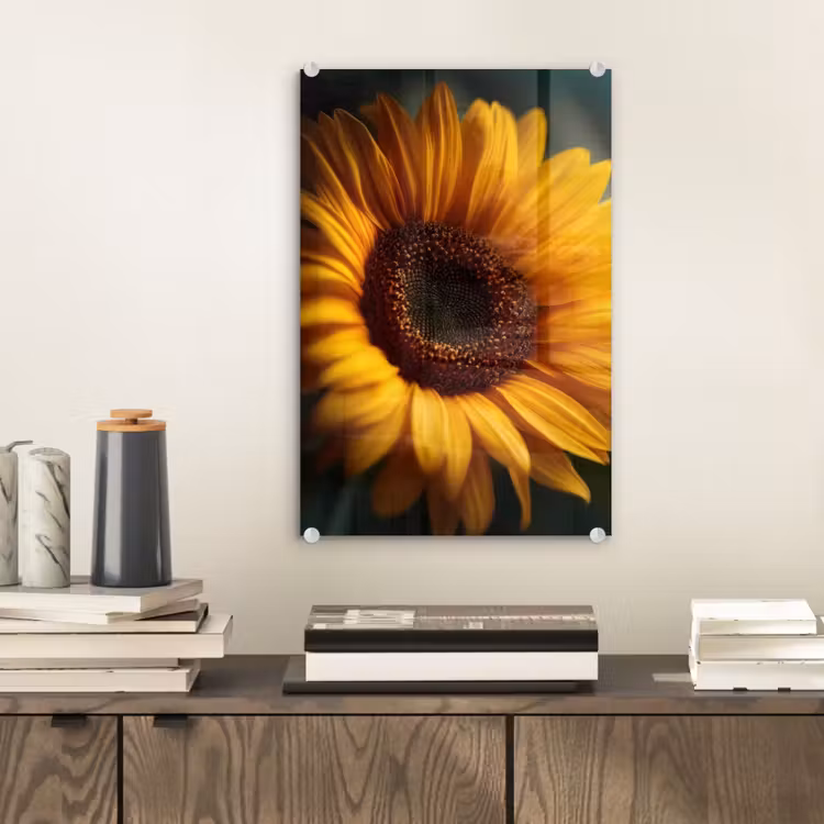 Glas schilderij - Geel - Zonnebloem - Zomers — 2
