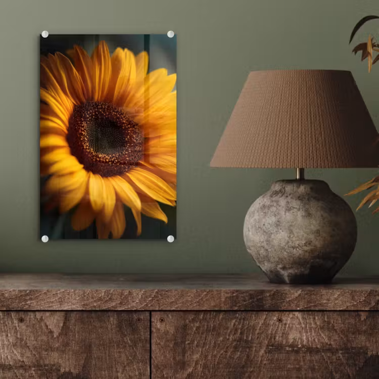 Glas schilderij - Geel - Zonnebloem - Zomers — 4