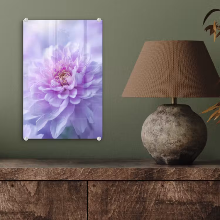 Glas schilderij - Paars - Dahlia - Dromerig — 4