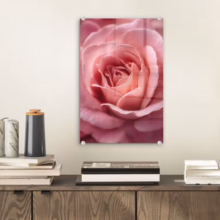Glas schilderij - Roze - Roos - Romantisch — 2