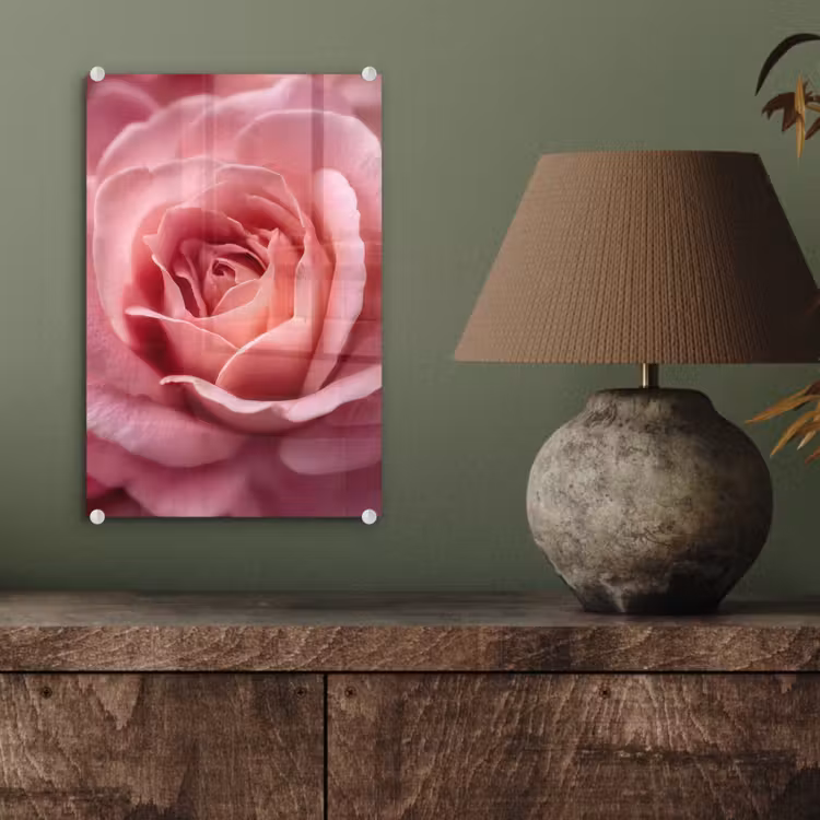 Glas schilderij - Roze - Roos - Romantisch — 4