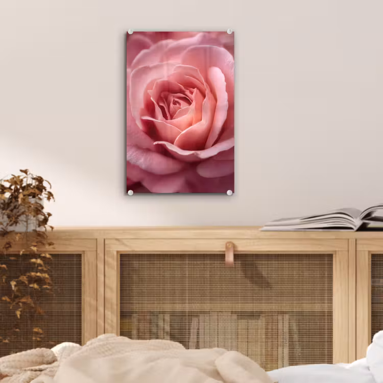 Glas schilderij - Roze - Roos - Romantisch — 5