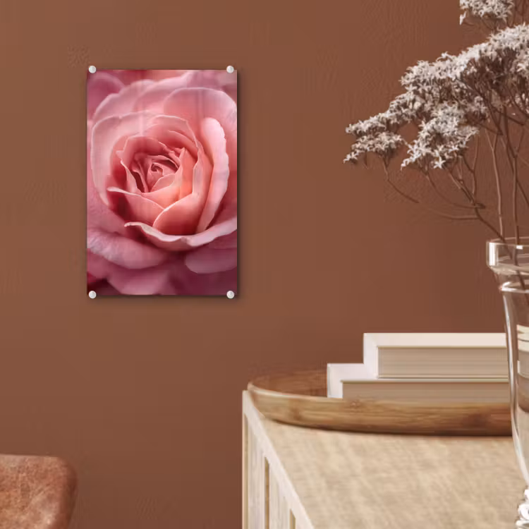 Glas schilderij - Roze - Roos - Romantisch — 6