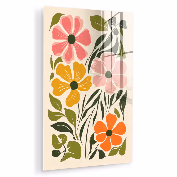 Glas schilderij - Bloemen - Speels - Kleurrijk — 1