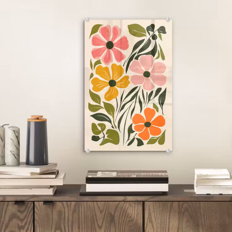 Glas schilderij - Bloemen - Speels - Kleurrijk — 2