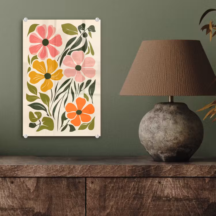 Glas schilderij - Bloemen - Speels - Kleurrijk — 4