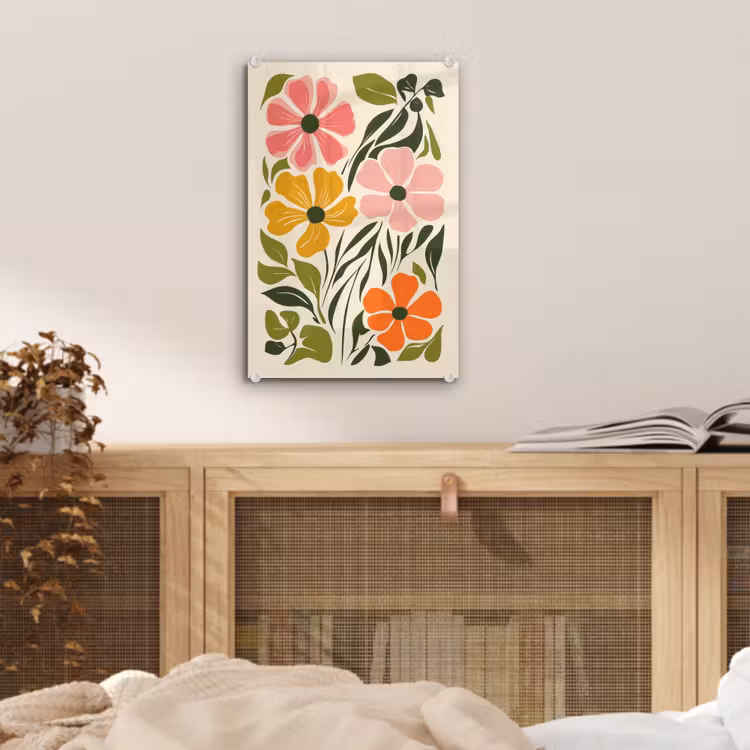 Glas schilderij - Bloemen - Speels - Kleurrijk — 5