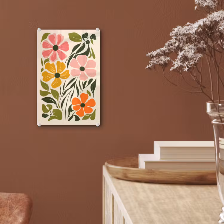 Glas schilderij - Bloemen - Speels - Kleurrijk — 6