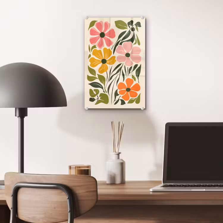 Glas schilderij - Bloemen - Speels - Kleurrijk — 7