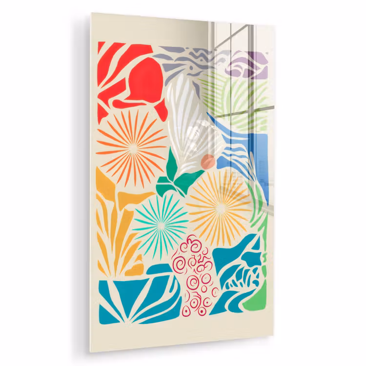 Glas schilderij - Kleurrijk - Abstract - Bloemen - Patronen — 1