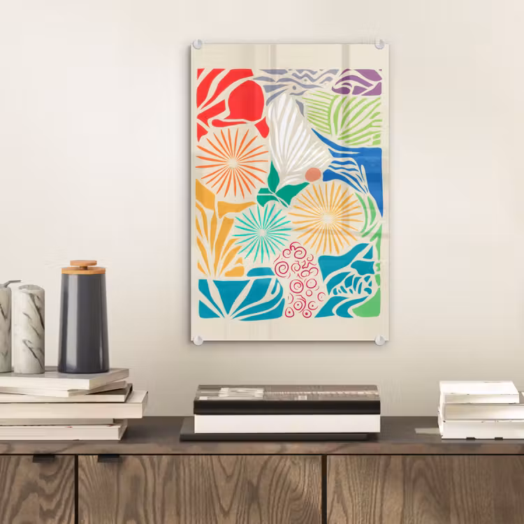 Glas schilderij - Kleurrijk - Abstract - Bloemen - Patronen — 2
