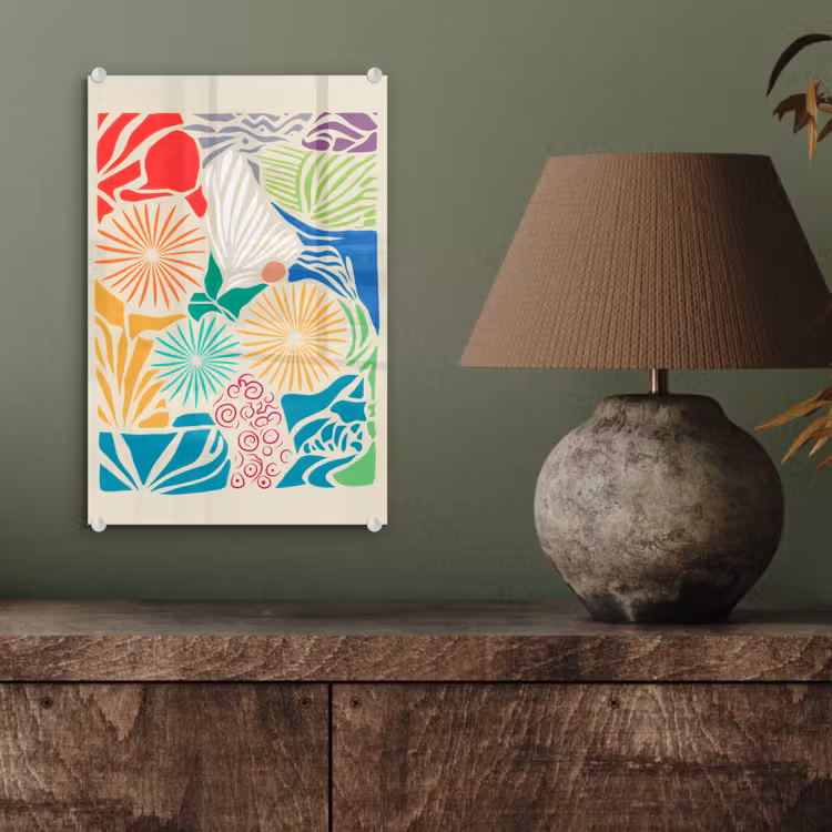 Glas schilderij - Kleurrijk - Abstract - Bloemen - Patronen — 4