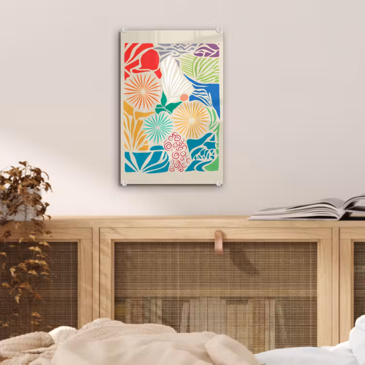 Glas schilderij - Kleurrijk - Abstract - Bloemen - Patronen — 5