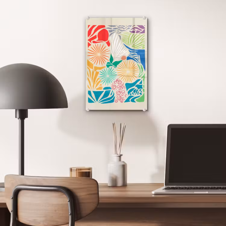 Glas schilderij - Kleurrijk - Abstract - Bloemen - Patronen — 7
