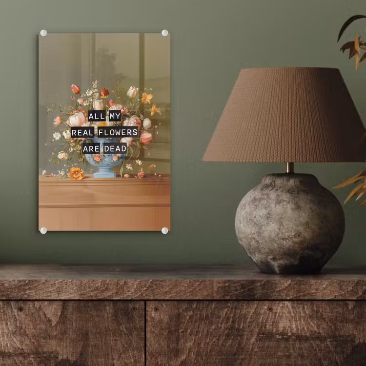 Glas schilderij - Bloem - Quote - Vintage - Art — 4