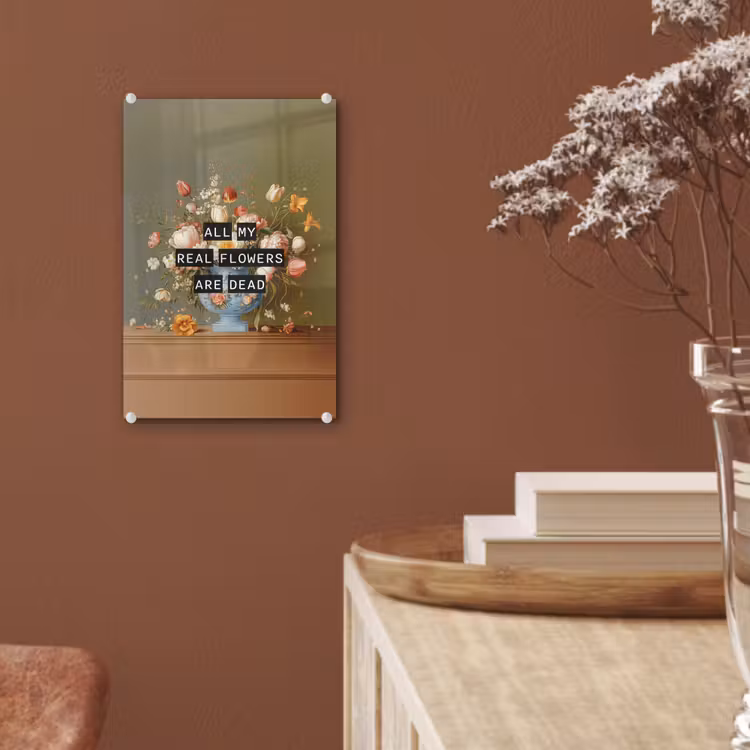 Glas schilderij - Bloem - Quote - Vintage - Art — 6