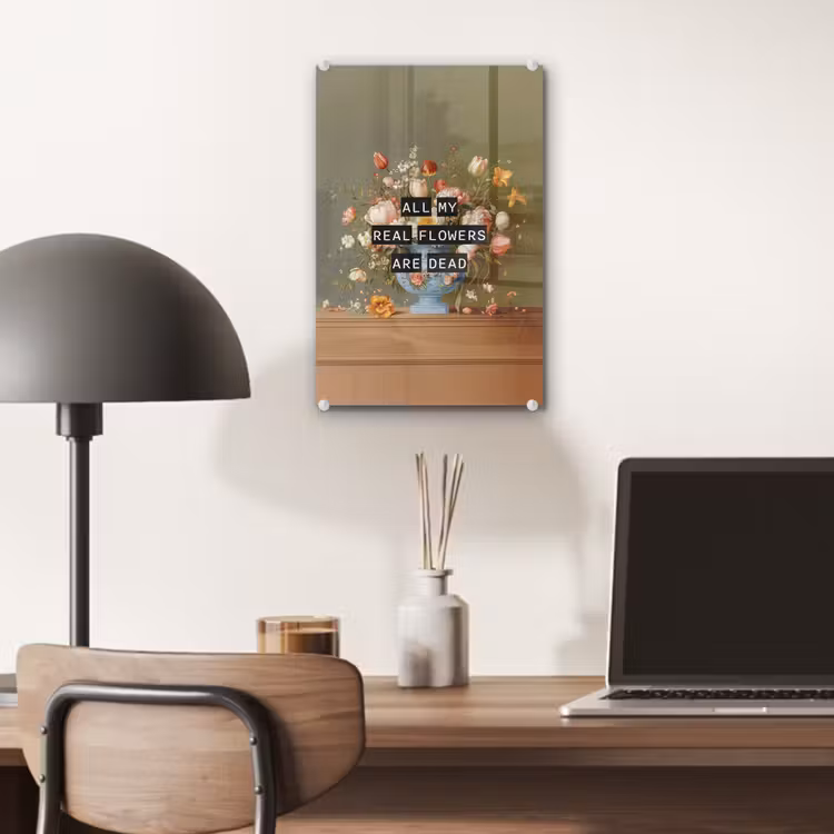 Glas schilderij - Bloem - Quote - Vintage - Art — 7