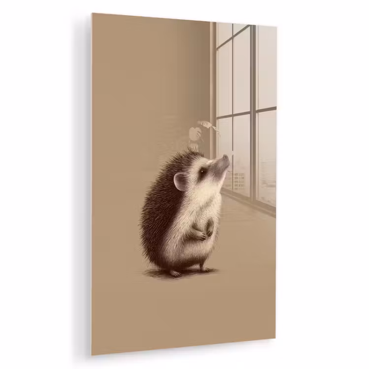 Glas schilderij - Egel - Snuitje - Bruin - Stekels — 1