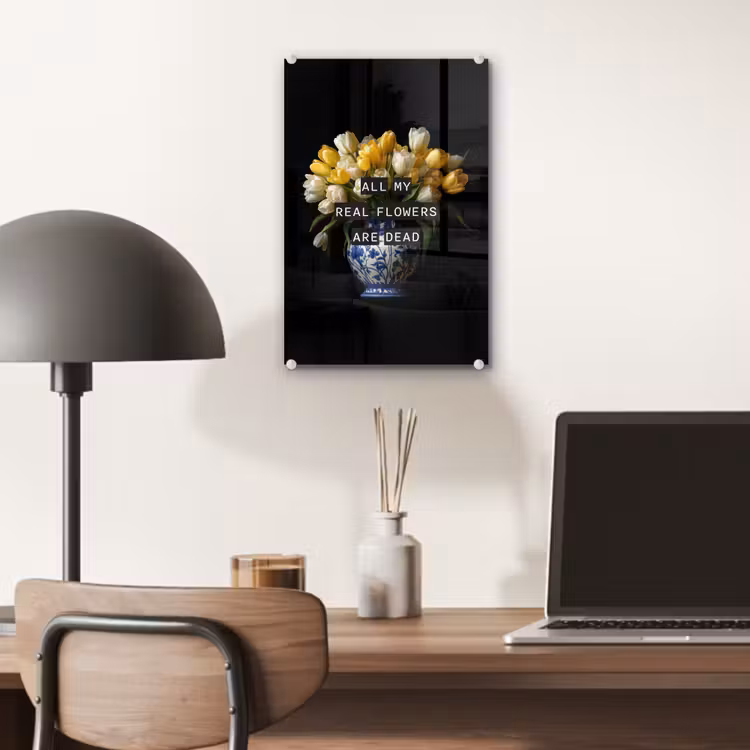 Glas schilderij - Quotes - Bloem - Tulp - Geel — 7