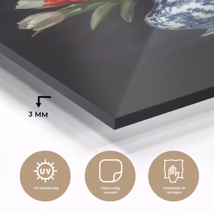 Glas schilderij - Rode - Bloemen - Tulpen - Vaas — 3