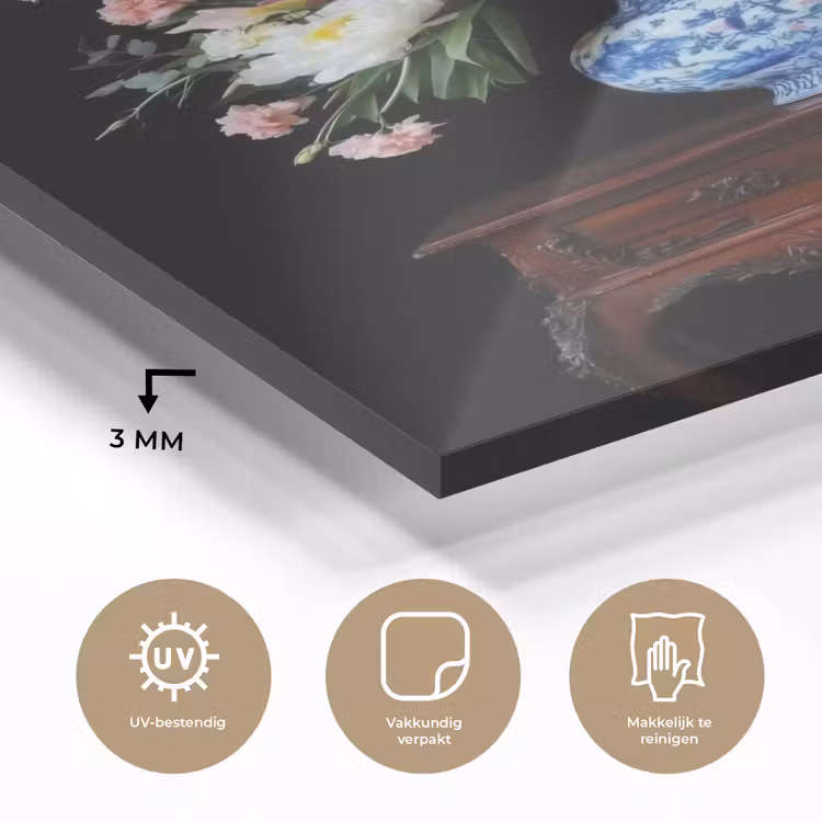 Glas schilderij - Rozen - Bloemen - Vaas - Boeket — 3
