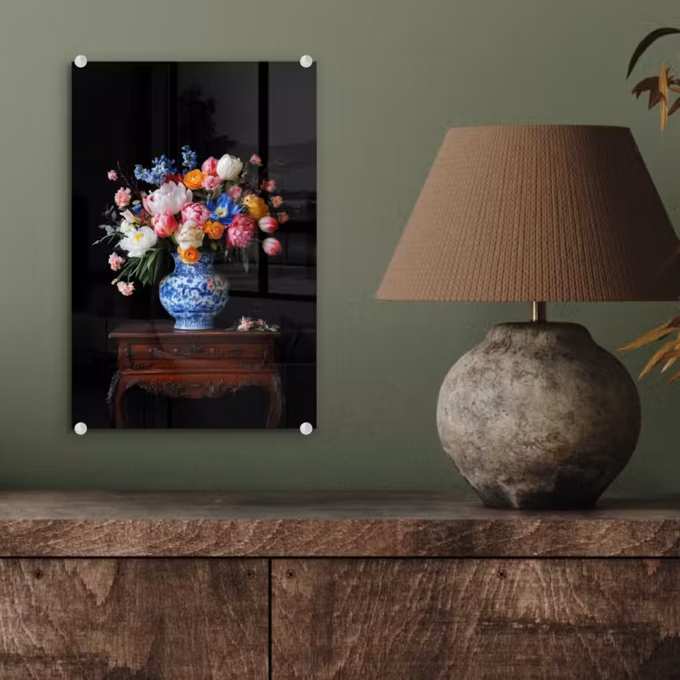 Glas schilderij - Rozen - Bloemen - Vaas - Boeket — 4