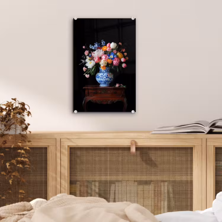 Glas schilderij - Rozen - Bloemen - Vaas - Boeket — 5