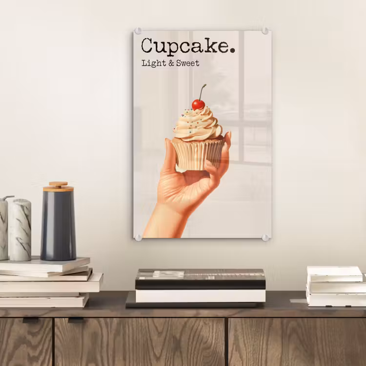 Glas schilderij - Cupcake - Zoet - Kers — 2