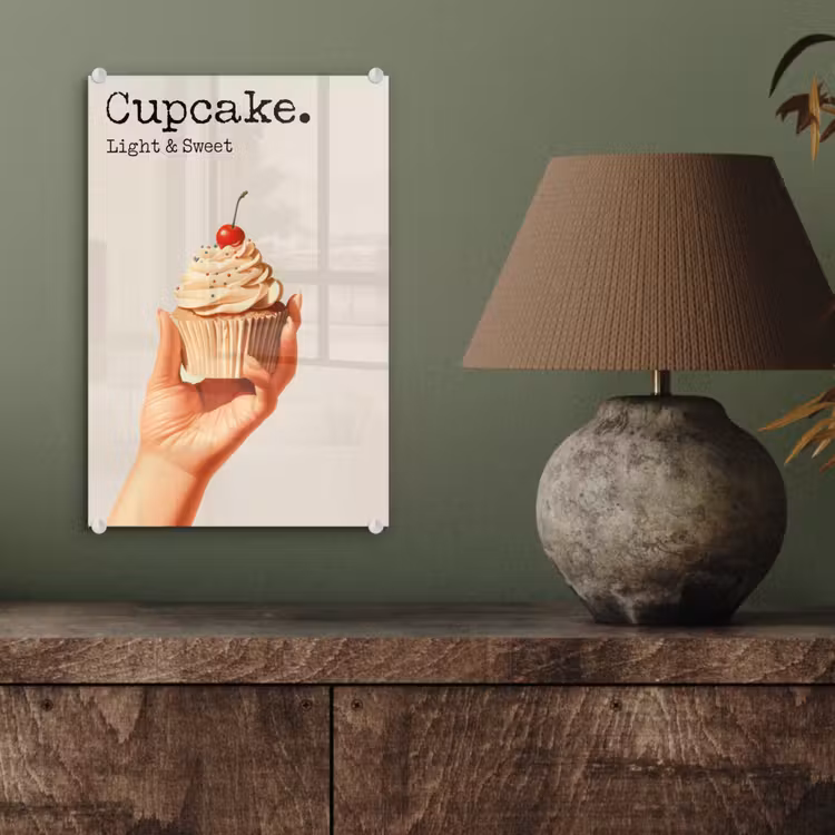 Glas schilderij - Cupcake - Zoet - Kers — 4