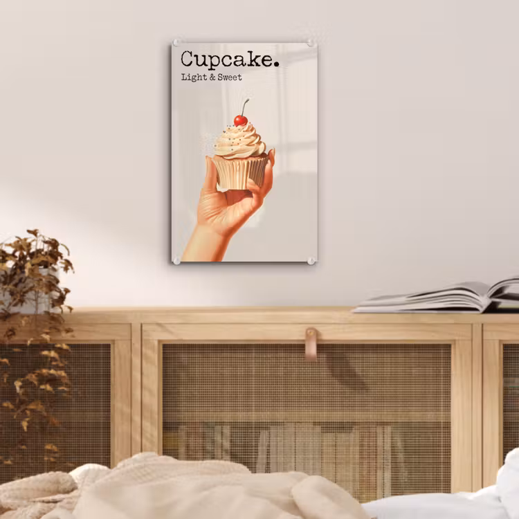 Glas schilderij - Cupcake - Zoet - Kers — 5