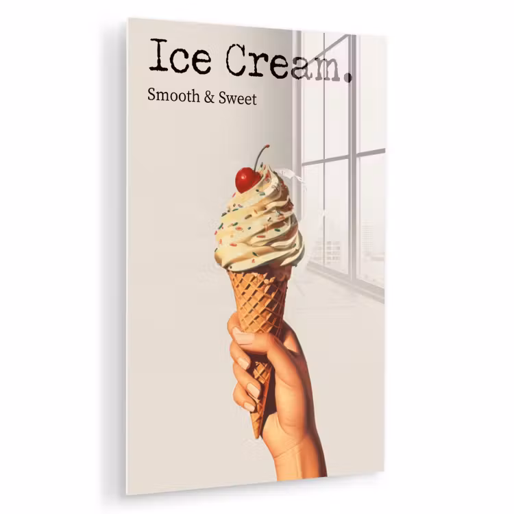 Glas schilderij - Ice cream - Softijs - Kleurrijk - Kers — 1