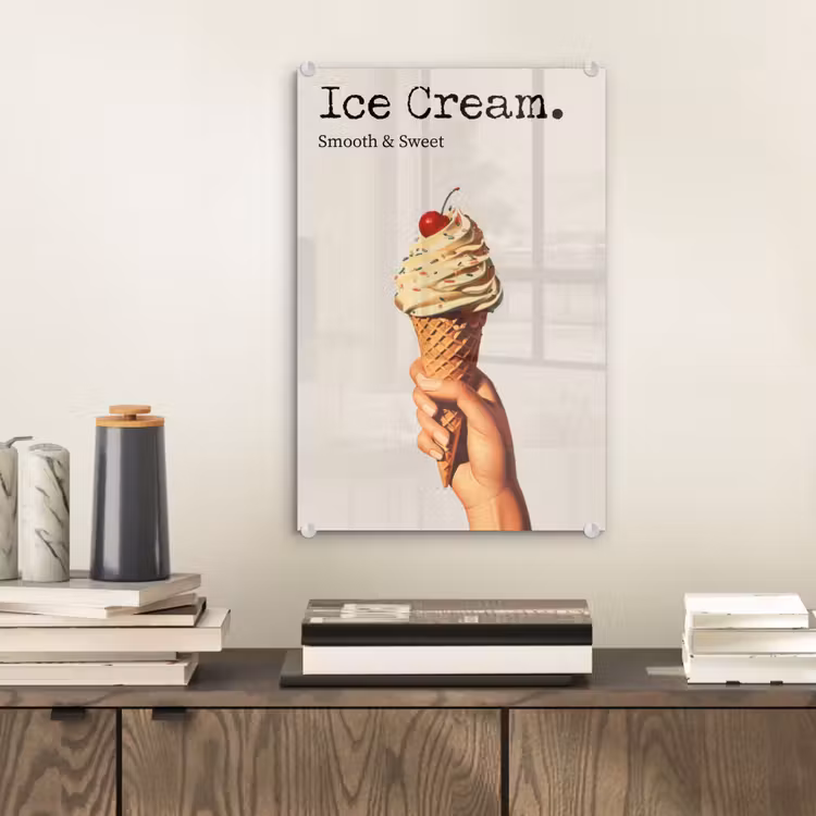 Glas schilderij - Ice cream - Softijs - Kleurrijk - Kers — 2