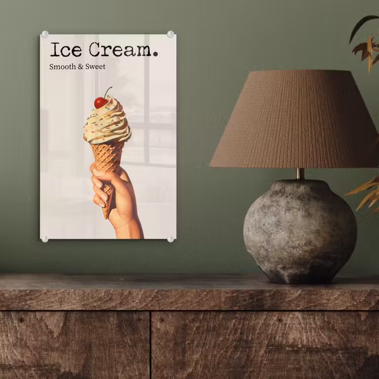 Glas schilderij - Ice cream - Softijs - Kleurrijk - Kers — 4