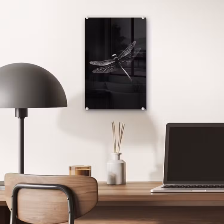 Glas schilderij - Libelle - Dieren - Zwart - Insect — 7