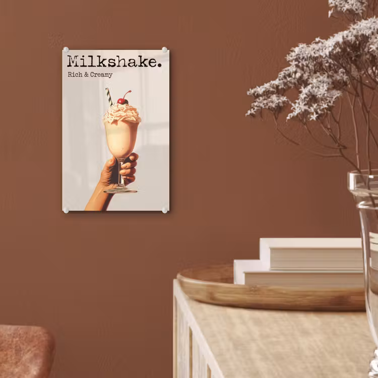 Glas schilderij - Milkshake - Kers - Rietje — 6