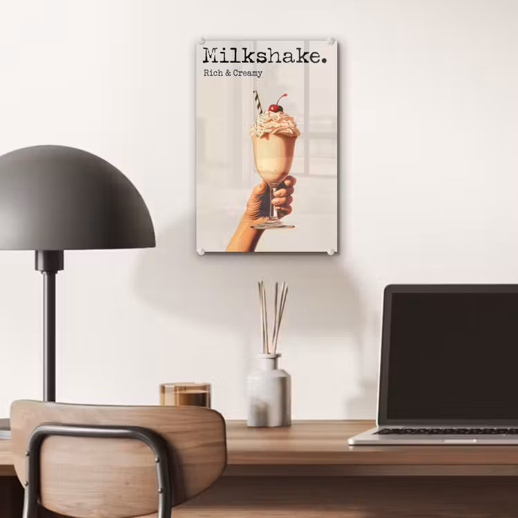 Glas schilderij - Milkshake - Kers - Rietje — 7