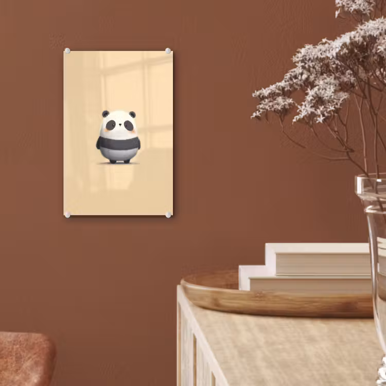 Glas schilderij - Panda - Beige - Minimalistisch — 6