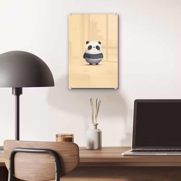 Glas schilderij - Panda - Beige - Minimalistisch — 7