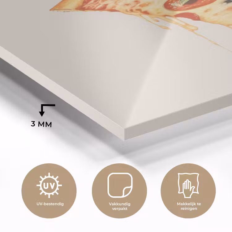 Glas schilderij - Pizza - Kaas - Pepperoni — 3
