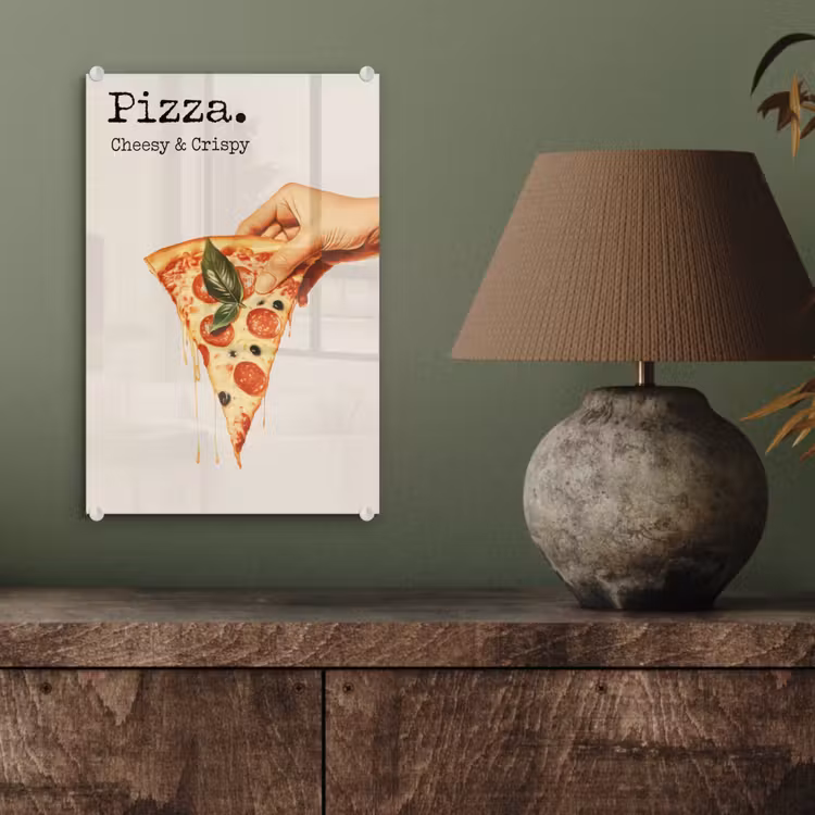 Glas schilderij - Pizza - Kaas - Pepperoni — 4
