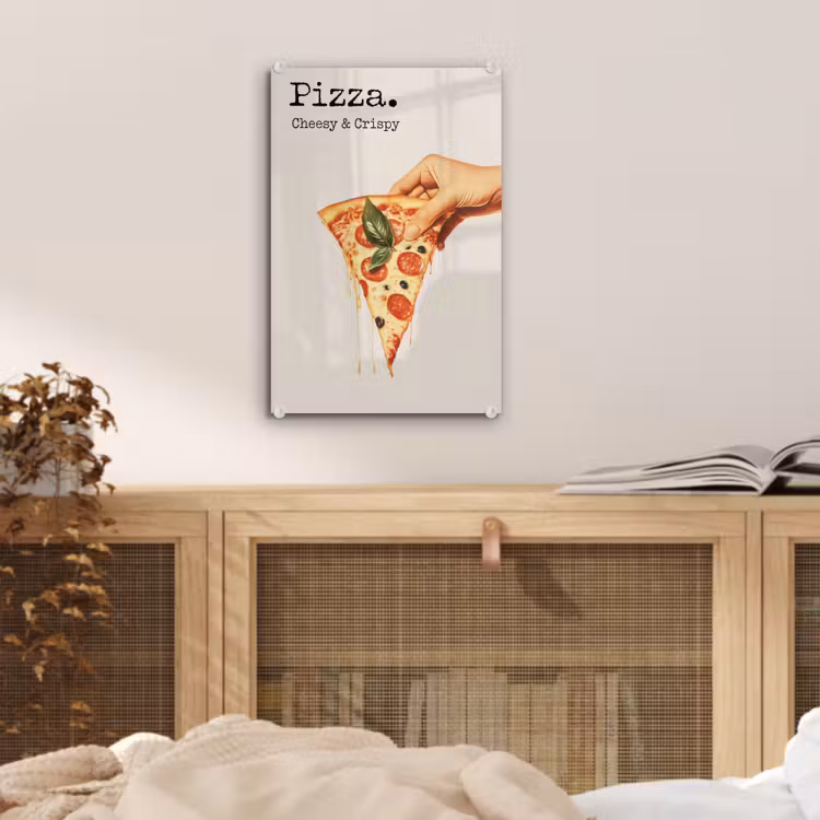 Glas schilderij - Pizza - Kaas - Pepperoni — 5