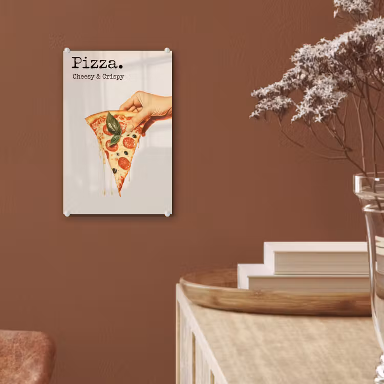 Glas schilderij - Pizza - Kaas - Pepperoni — 6