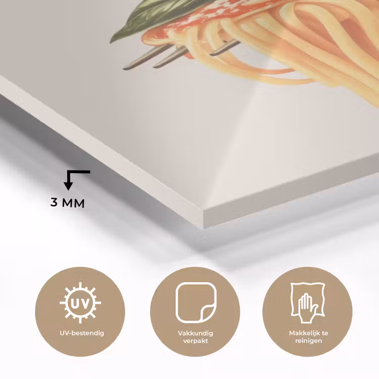 Glas schilderij - Spaghetti - tomatensaus - Parmezaanse kaas — 3