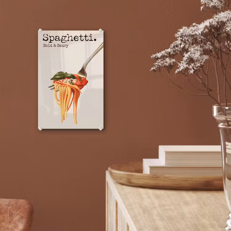 Glas schilderij - Spaghetti - tomatensaus - Parmezaanse kaas — 6