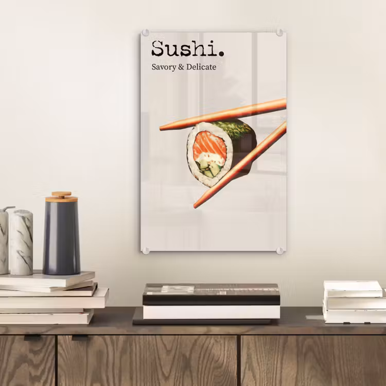 Glas schilderij - Sushi - Zalm - Rijst - Japans — 2
