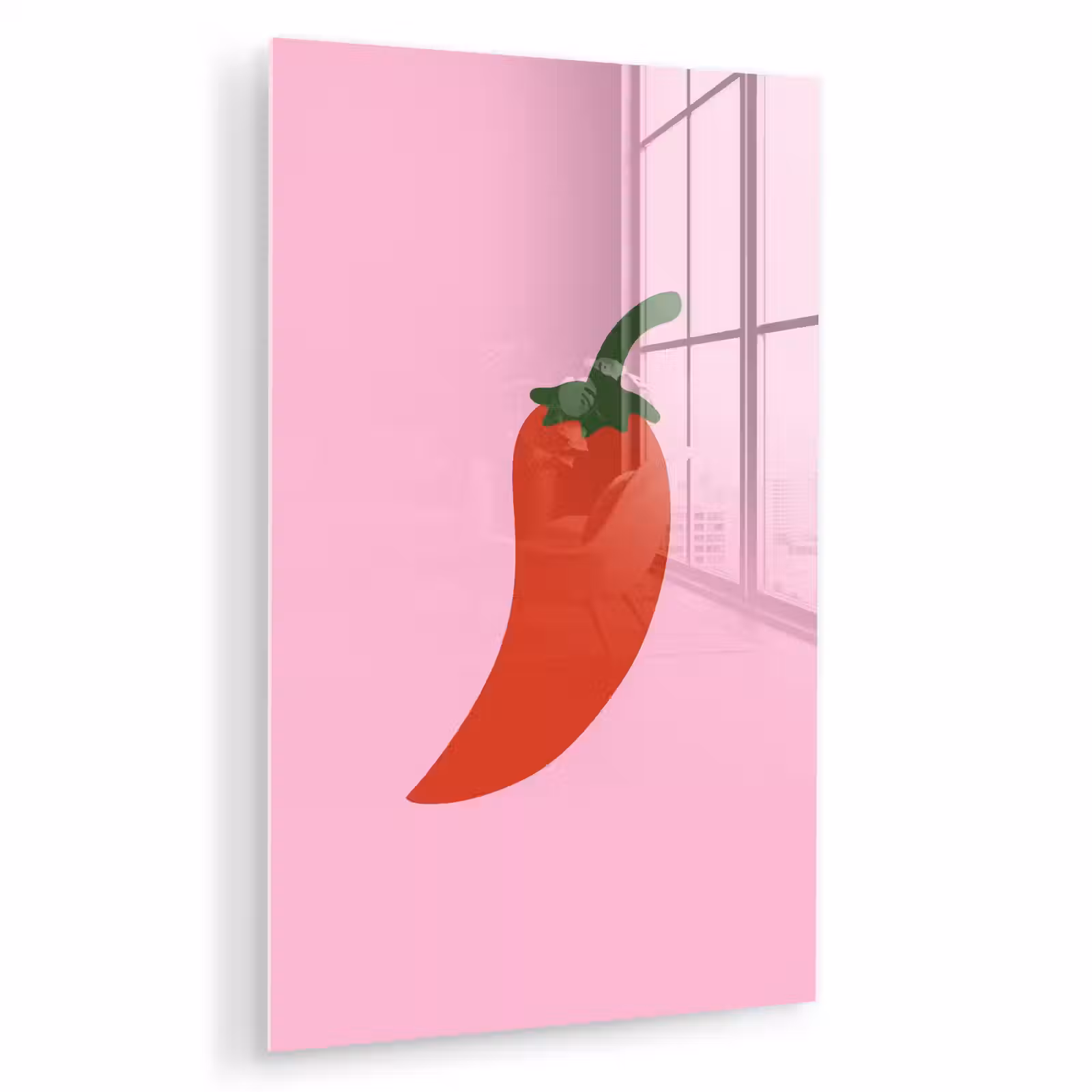 Glas schilderij - Peper - Rood - Illustratie — 1