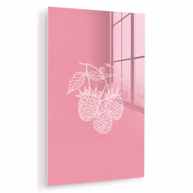 Glas schilderij - Frambozen - Steel - Getekend - Roze — 1