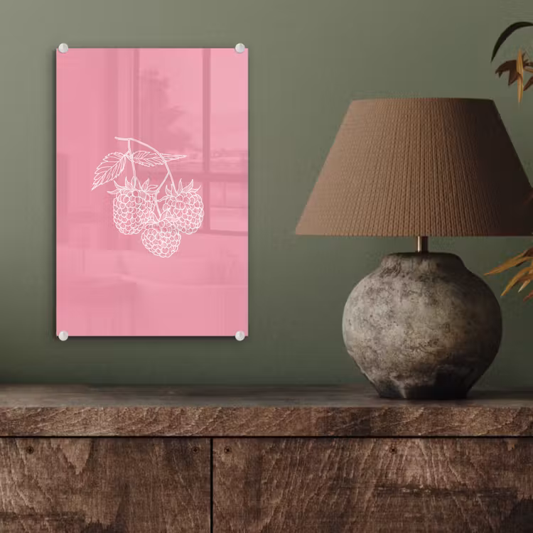 Glas schilderij - Frambozen - Steel - Getekend - Roze — 4
