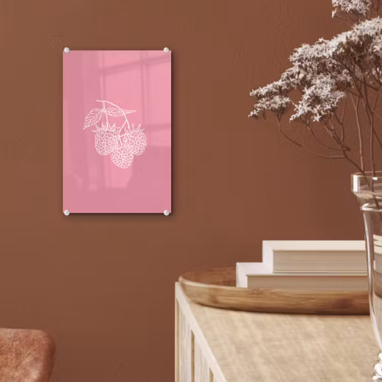 Glas schilderij - Frambozen - Steel - Getekend - Roze — 6