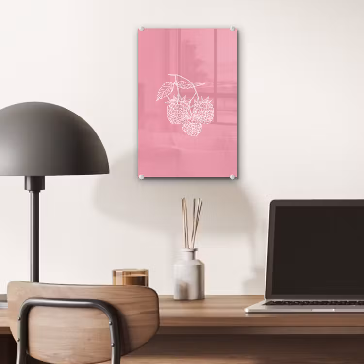 Glas schilderij - Frambozen - Steel - Getekend - Roze — 7